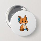 Badge Rond 7,6 Cm Renard comme joueur avec Joystick (Devant & derrière)