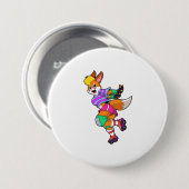 Badge Rond 7,6 Cm Renard comme Patineur Inline avec Patinage Inline (Devant & derrière)