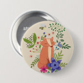 Badge Rond 7,6 Cm Renard dans la forêt (Devant & derrière)