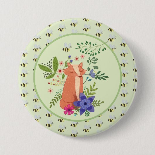 Badge Rond 7,6 Cm Renard dans la forêt de Button (Devant)