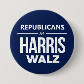 Badge Rond 7,6 Cm Républicains pour Harris Walz (Devant)