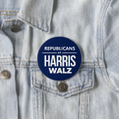 Badge Rond 7,6 Cm Républicains pour Harris Walz (En situation)