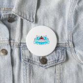 Badge Rond 7,6 Cm Requin à nager avec lunettes de natation (En situation)