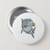 Badge Rond 7,6 Cm Requin aux échecs avec pièce d'échecs King (Devant & derrière)