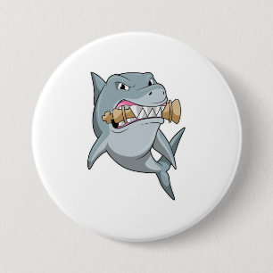 Badge Rond 7,6 Cm Requin aux échecs avec pièce d'échecs King