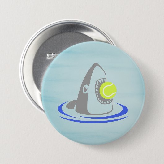 Badge Rond 7,6 Cm Requin avec balle de tennis (Devant & derrière)