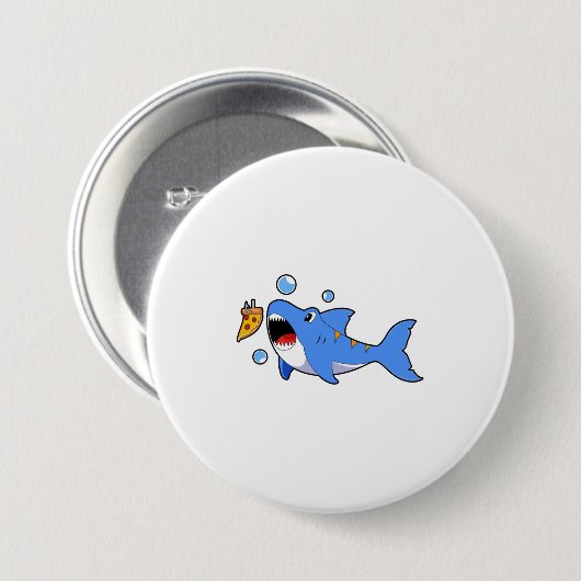 Badge Rond 7,6 Cm Requin avec pizza comme appât (Devant & derrière)