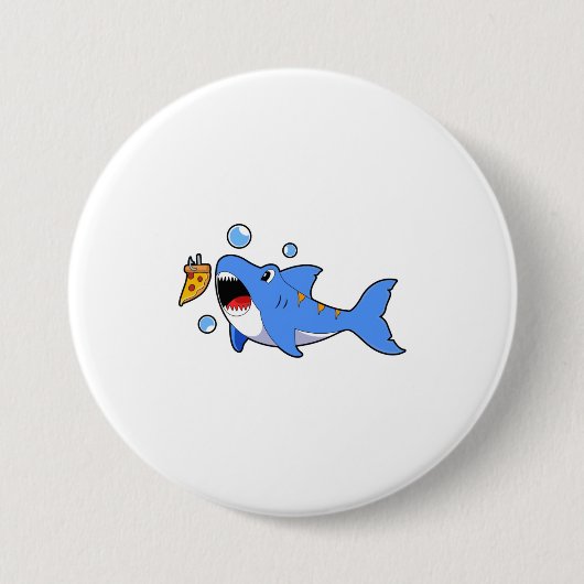 Badge Rond 7,6 Cm Requin avec pizza comme appât (Devant)