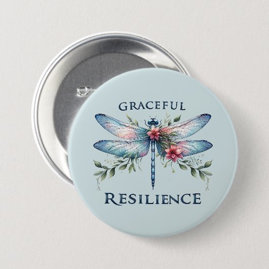 Badge Rond 7,6 Cm Résilience gracieuse - libellule artistique (Devant & derrière)