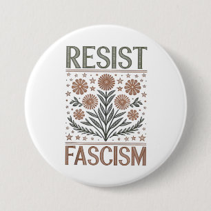 Badge Rond 7,6 Cm Résister au fascisme Floral Transgenre LGBTQ Anti-