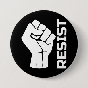 Badge Rond 7,6 Cm Résister avec le poing - en blanc 0002
