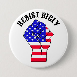 Badge Rond 7,6 Cm Résistez vigoureusement Anti-Trump