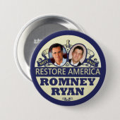 Badge Rond 7,6 Cm Restauration Amérique : Romney et Ryan (Devant & derrière)