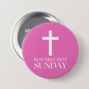 Badge Rond 7,6 Cm Résurrection dimanche Croix chrétienne Pâques