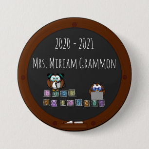 Badge Rond 7,6 Cm retour à l'école owl -