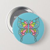 Badge Rond 7,6 Cm Retro Butterfly Button (Devant & derrière)
