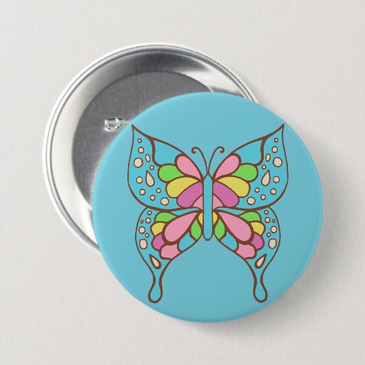 Badge Rond 7,6 Cm Retro Butterfly Button (Devant & derrière)