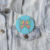 Badge Rond 7,6 Cm Retro Butterfly Button (En situation)