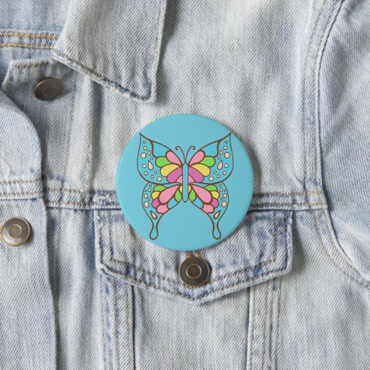 Badge Rond 7,6 Cm Retro Butterfly Button (En situation)
