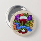 Badge Rond 7,6 Cm Retro Cabernet Franc Day, vin floral arstère (Devant & derrière)