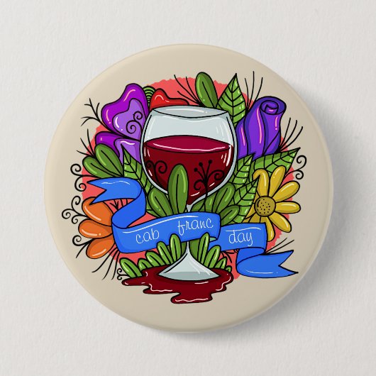 Badge Rond 7,6 Cm Retro Cabernet Franc Day, vin floral arstère (Devant)