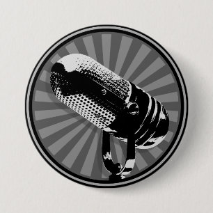 Badge Rond 7,6 Cm Rétro graphique de microphone