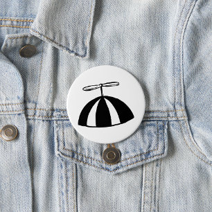 Badge Rond 7,6 Cm Retro hélice Beanie Whimsical noir et blanc