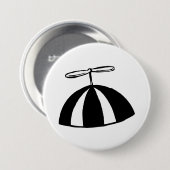 Badge Rond 7,6 Cm Retro hélice Beanie Whimsical noir et blanc (Devant & derrière)