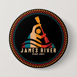 Badge Rond 7,6 Cm Retro James River Kayak