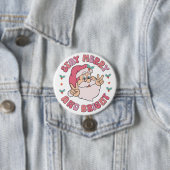 Badge Rond 7,6 Cm Retro Merry & Bright Santa (En situation)