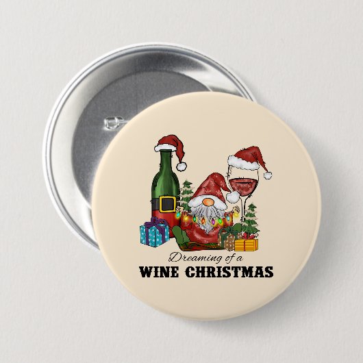 Badge Rond 7,6 Cm Rêver d'un Noël de vin (Devant & derrière)