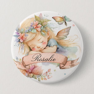 Badge Rond 7,6 Cm Rêves doux floraux fantaisistes de fille fée endor