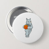 Badge Rond 7,6 Cm Rhino as Basketball (Devant & derrière)
