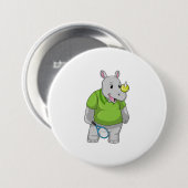 Badge Rond 7,6 Cm Rhino at tennis (Devant & derrière)