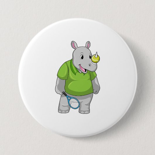 Badge Rond 7,6 Cm Rhino at tennis (Devant)