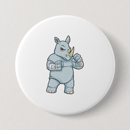 Badge Rond 7,6 Cm Rhino en boîte à Boxer (Devant)