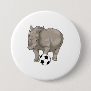 Badge Rond 7,6 Cm Rhinocéros Soccer