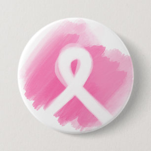 Badge Rond 7,6 Cm Ribbon de sensibilisation au cancer du sein Aquare