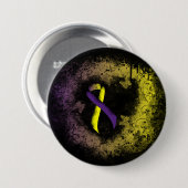 Badge Rond 7,6 Cm Ribbon de sensibilisation au pourpre et au jaune G (Devant & derrière)