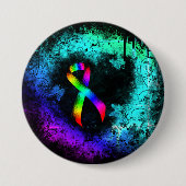 Badge Rond 7,6 Cm Ribbon de sensibilisation Rainbow Grunge Coeur Pin (Devant)