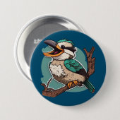 Badge Rond 7,6 Cm Rire Kookaburra (Devant & derrière)
