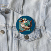 Badge Rond 7,6 Cm Rire Kookaburra (En situation)