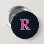 Badge Rond 7,6 Cm Robe rose marine profonde monogrammed (Devant & derrière)