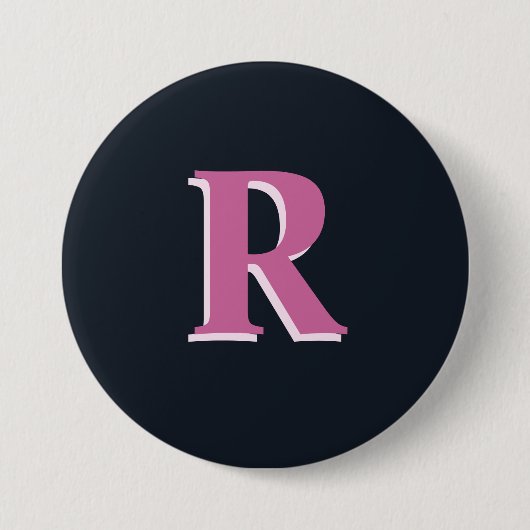 Badge Rond 7,6 Cm Robe rose marine profonde monogrammed (Devant)