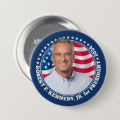 Badge Rond 7,6 Cm Robert F Kennedy JR RFK photo et drapeau 2024 (Devant & derrière)