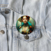 Badge Rond 7,6 Cm Rococo Future Imaginaire Sci-Fi (En situation)