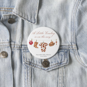Badge Rond 7,6 Cm Rodeo aquarelle Baby Shower Western Cowboy