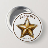 Badge Rond 7,6 Cm Rodeo Papa Sheriff Star Button Pin Premier anniver (Devant & derrière)