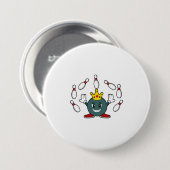 Badge Rond 7,6 Cm Roi à Bowling avec épingle de Bowling (Devant & derrière)