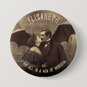 Badge Rond 7,6 Cm Romantique Vampire Vintage Dracula embrasser Hallo